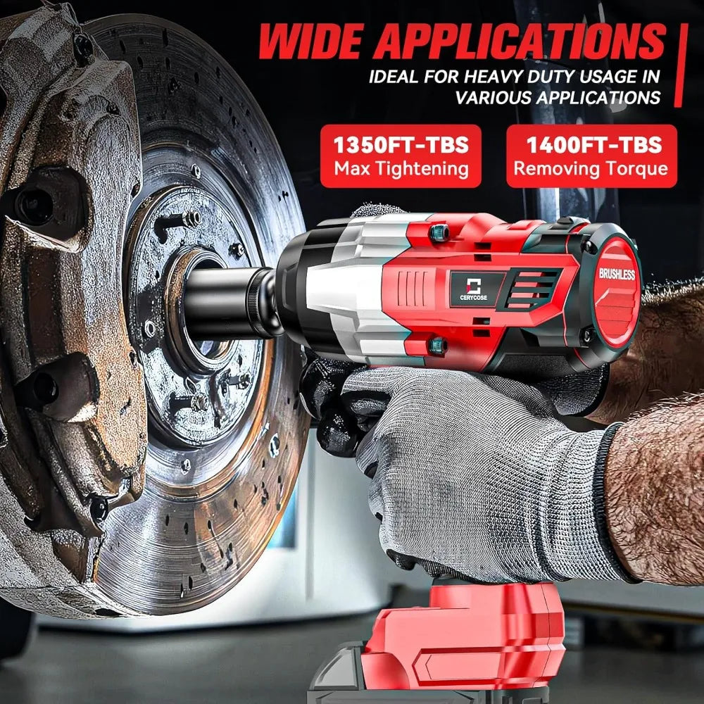 High Quality Cordless Impact Wrench 1/2 inch/Milwaukee 18V Battery/1400 FTLBS High Torque/Heavy Duty