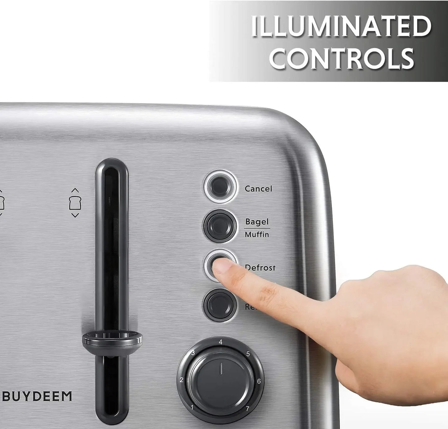 T640 4-Slice Toaster,Extra Wide Slots, Retro Stainless Steel with High Lift Lever, Bagel and Muffin