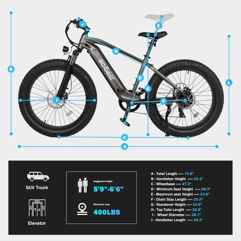 Electric Bike for Adults,26"*4"Ebike with Peak 1400W Motor,720Wh Removable Built-in Battery