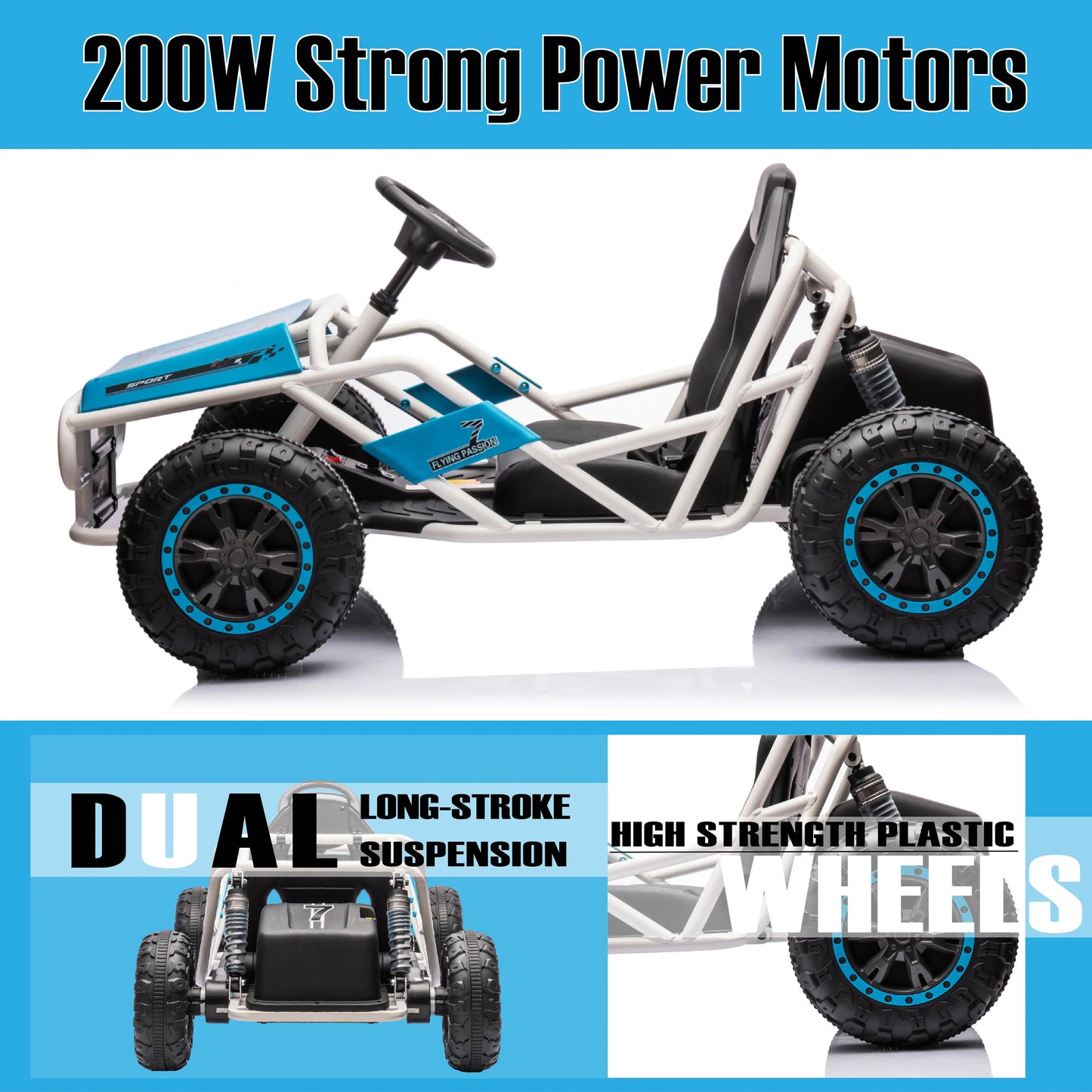 24V Ultimate Go-Kart, Ride-On/Big Kids/Ages 6+/2x200W Powerful Motor/6 MPH/Dirt Road Electric Car