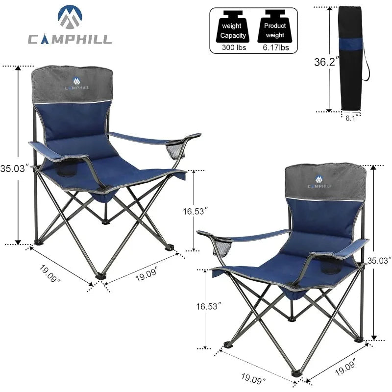 Camping Chair 4 Piece Set, Outdoor Folding Camping Chair w/Table, Heavy Duty Lawn Chair w/Cup Holder