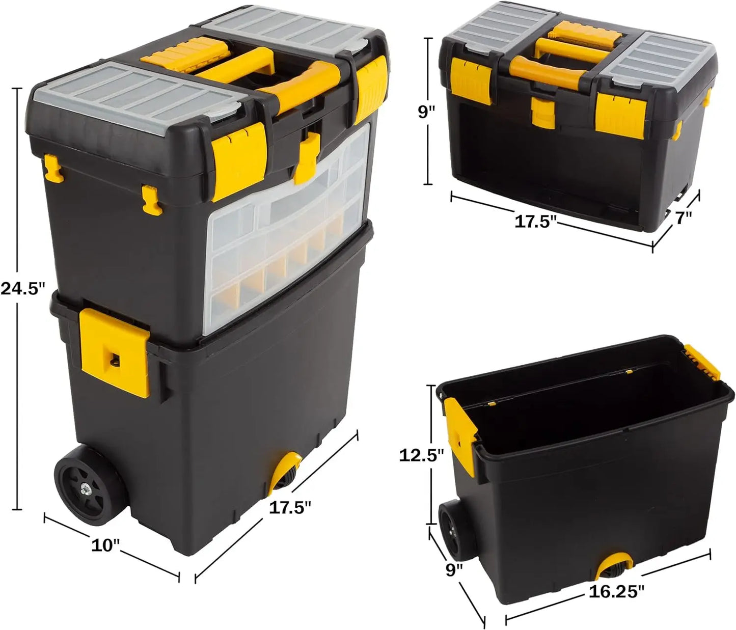 Stalwart Tool Box w/Wheels, Foldable Comfort Handle,& Removable Top – Toolbox Organizers & Storage