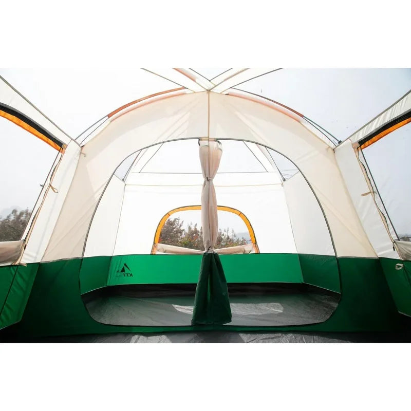 KTT Extra Large Tent 10-12-14 Person(Style-B),Family Cabin Tents,2 Rooms,3 Doors and 3 Windows