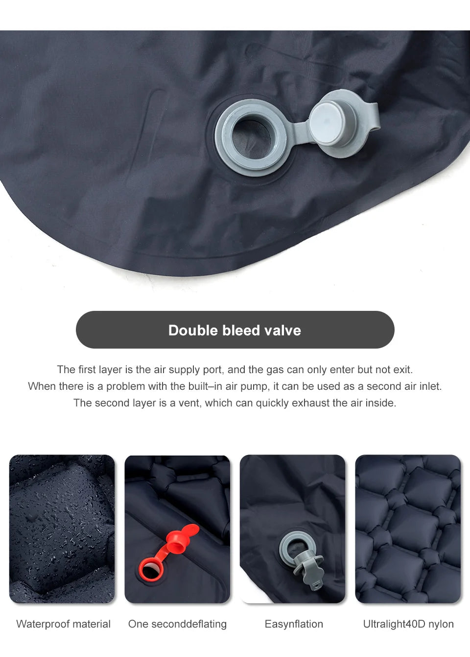 PACOONE Camping Inflatable Mattress Built-in Pump Ultralight Air Cushion Travel Mat With Headrest