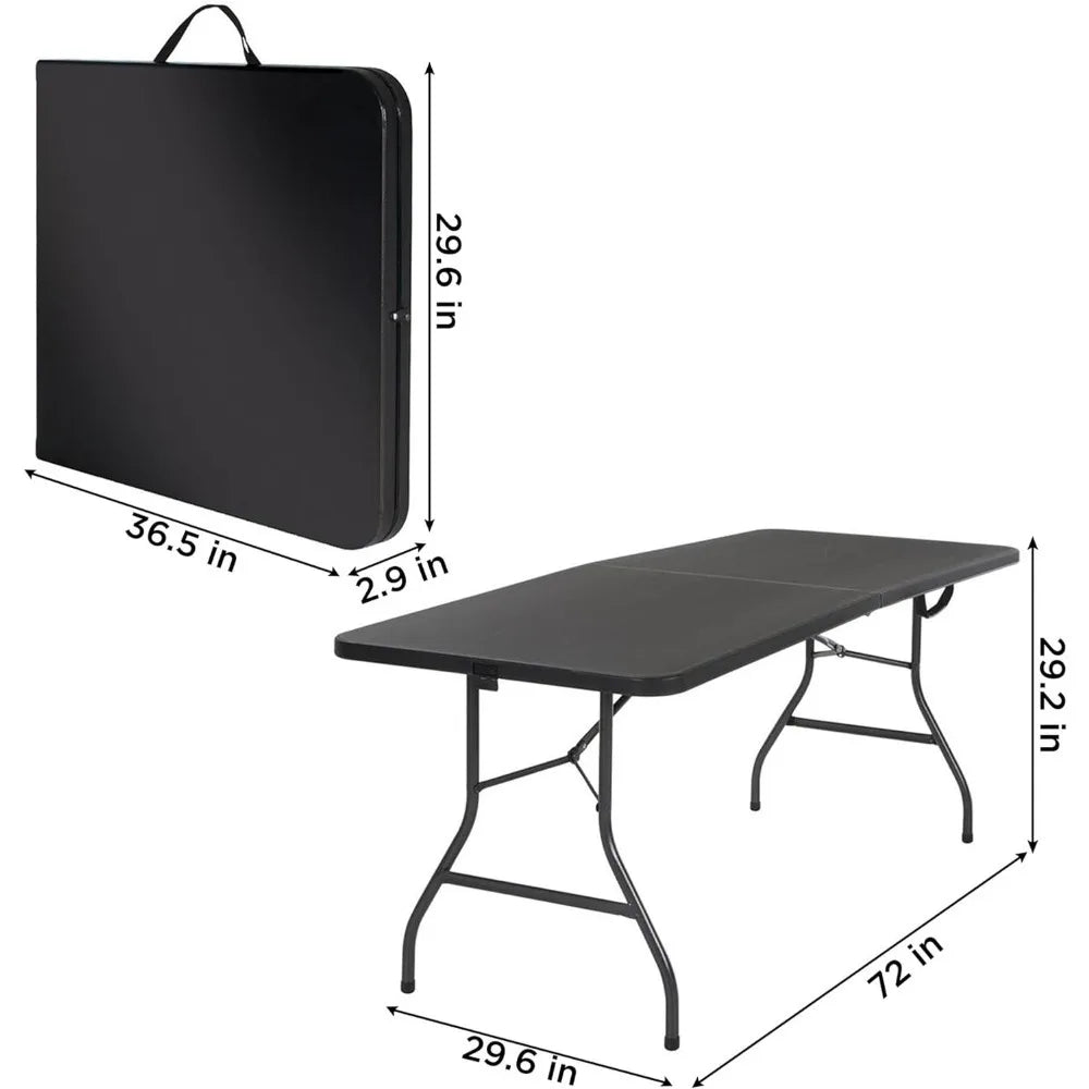 COSCO Molded Folding Banquet Table w/Handle, 6ft, Black