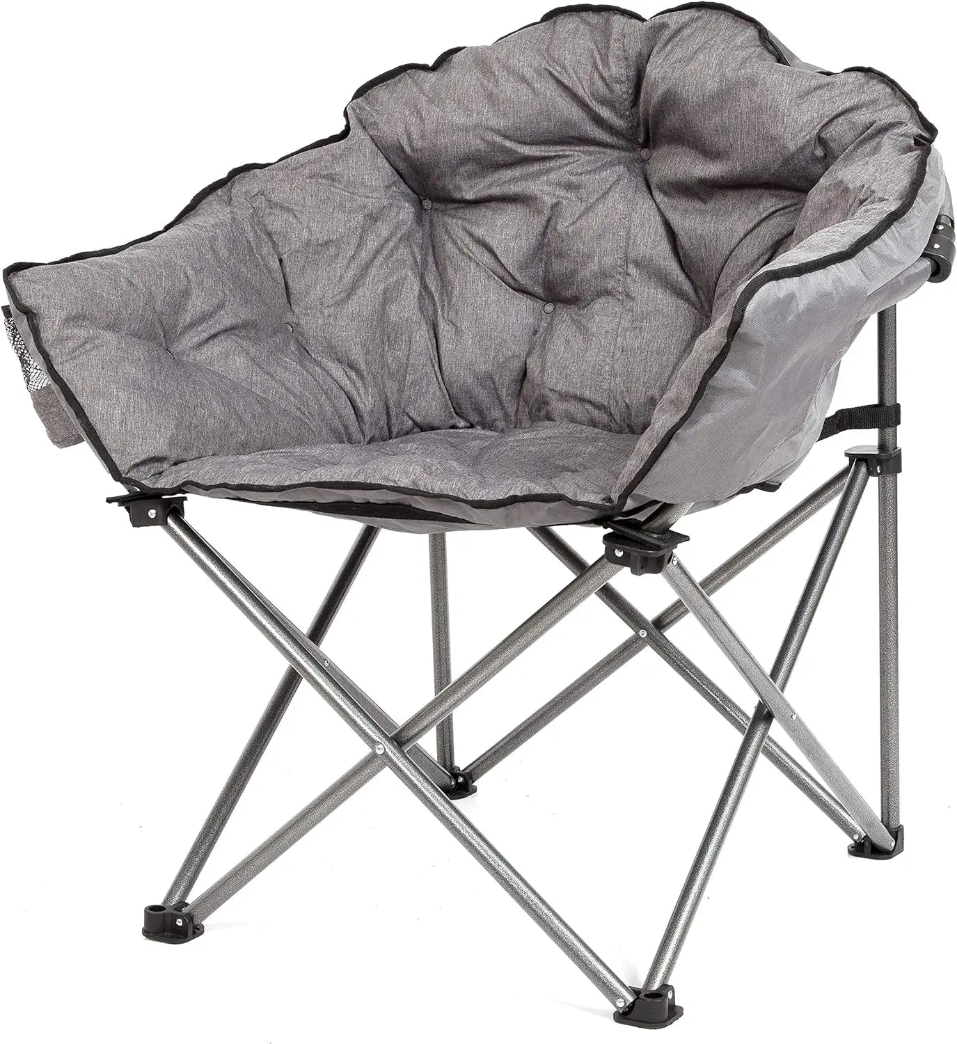 C932S-129 Padded Cushion Outdoor Folding Lounge Patio Club Chair, Gray