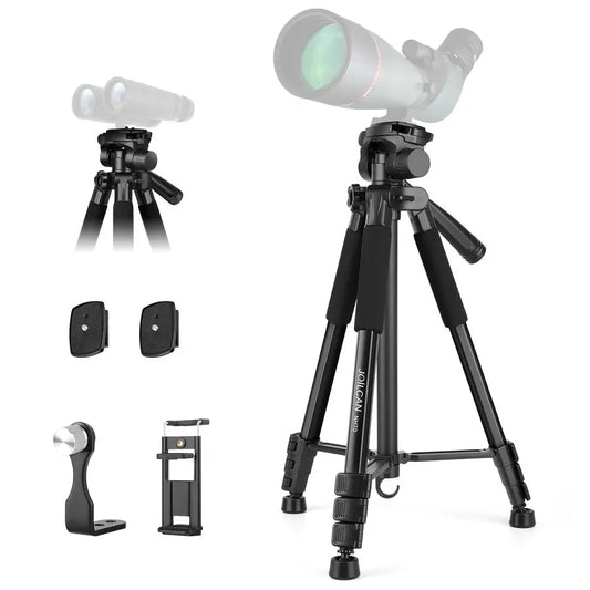 Scope Tripod, 67 Binocular Tripod with Binocular Adapter, 2 QR Plates, Phone Tablet Holder / Bag