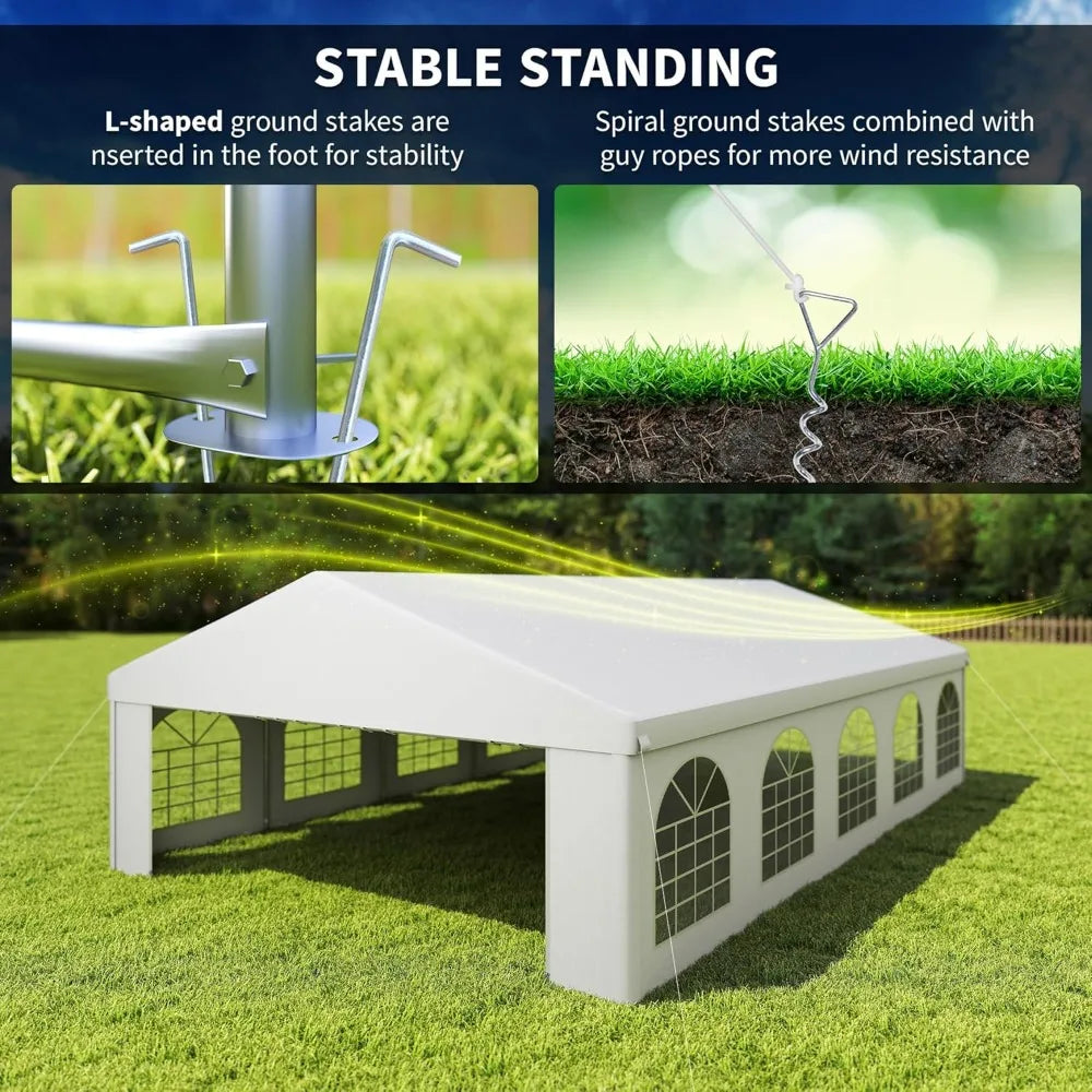 20 x 32 ft OUTSUNNY Heavy Duty Party Tent Outdoor Gazebo Wedding Tent Event Shelter Carport BBQ