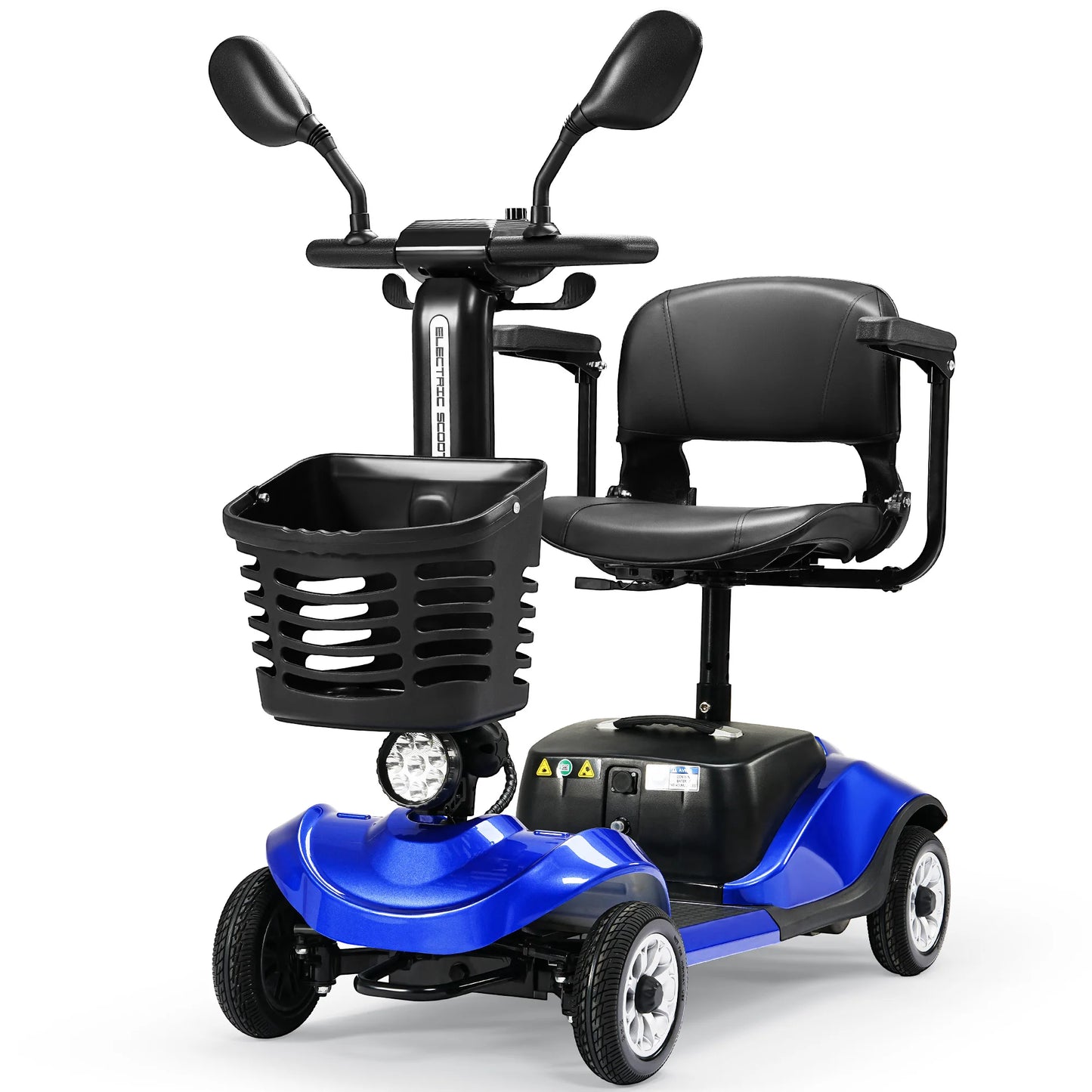 4 Wheels Mobility Scooter Foldable Electric Car Power Wheelchair w/Light Basket Collapsible Compact