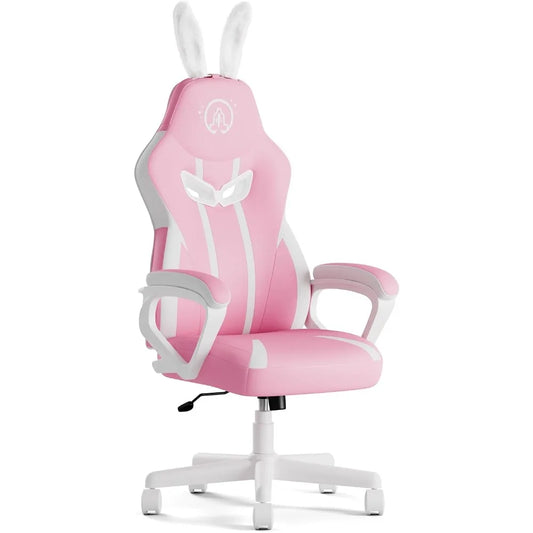 JoyFly Bunny Ears Pink,Kawaii Gamer Chair -Teens, Women Computer Chair Ergonomic