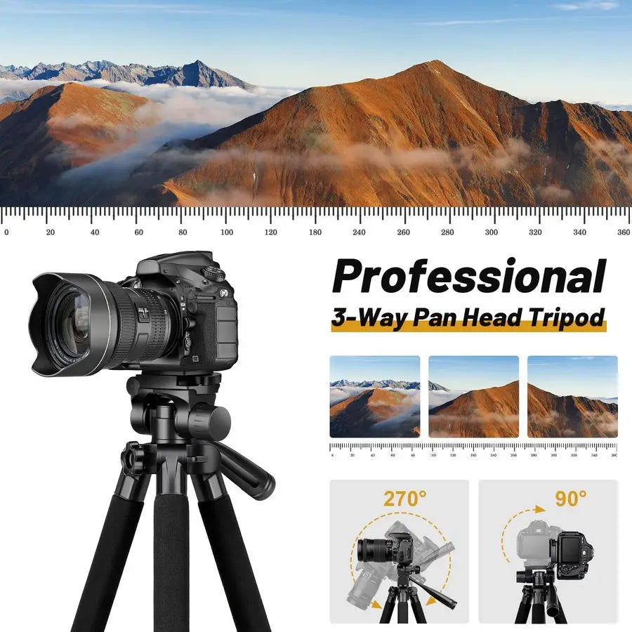 Scope Tripod, 67 Binocular Tripod with Binocular Adapter, 2 QR Plates, Phone Tablet Holder / Bag