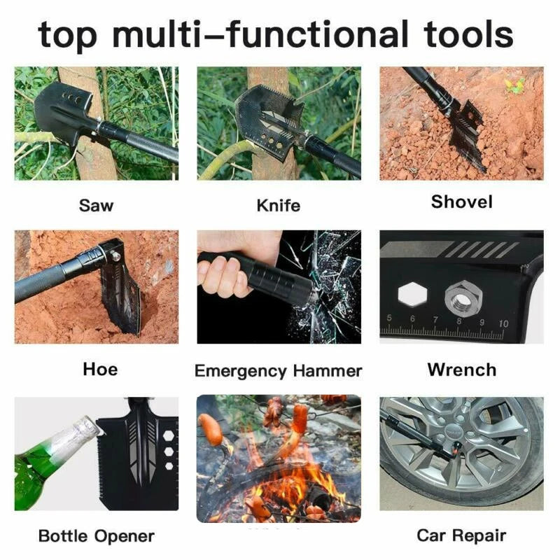 Folding Survival Shovel Set Tactical Military Spade Camping Hunting Self Defense Multi Tool Car Snow