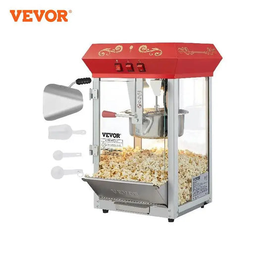 VEVOR Commercial Popcorn Machine, 8/12 Oz Kettle, Countertop,Theater Style Popper w/ 3-Switch, Red