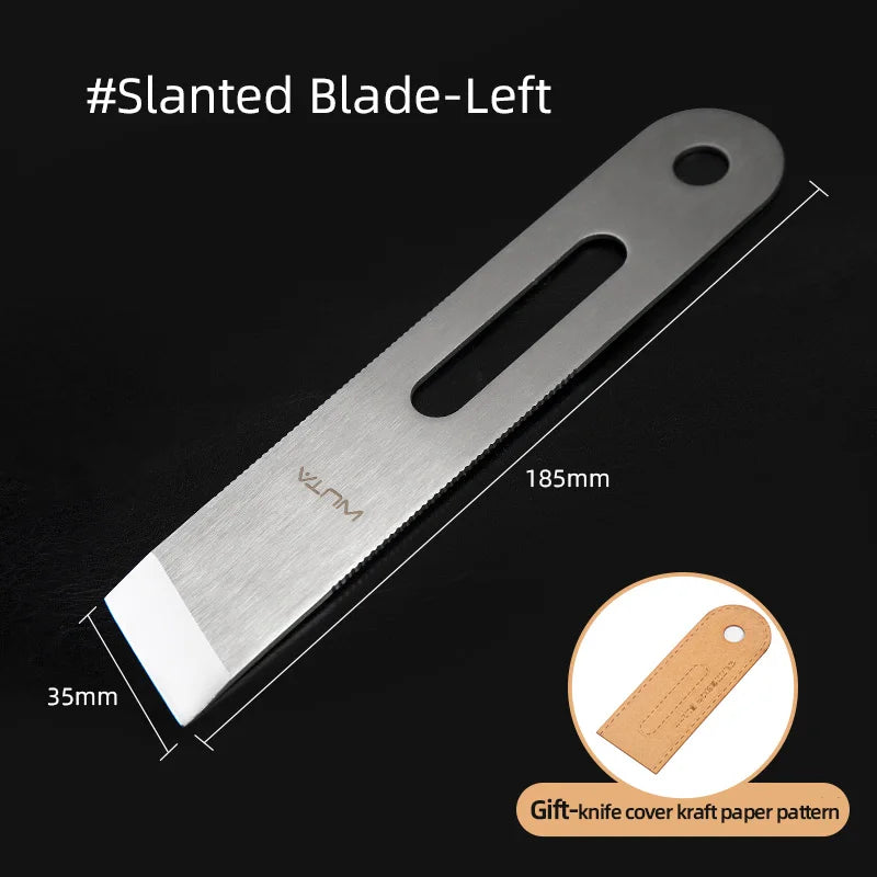 WUTA Design Professional Leather Thinning Knife Skiving, Round/Flat/Slanted Blade,Right/Left Handed