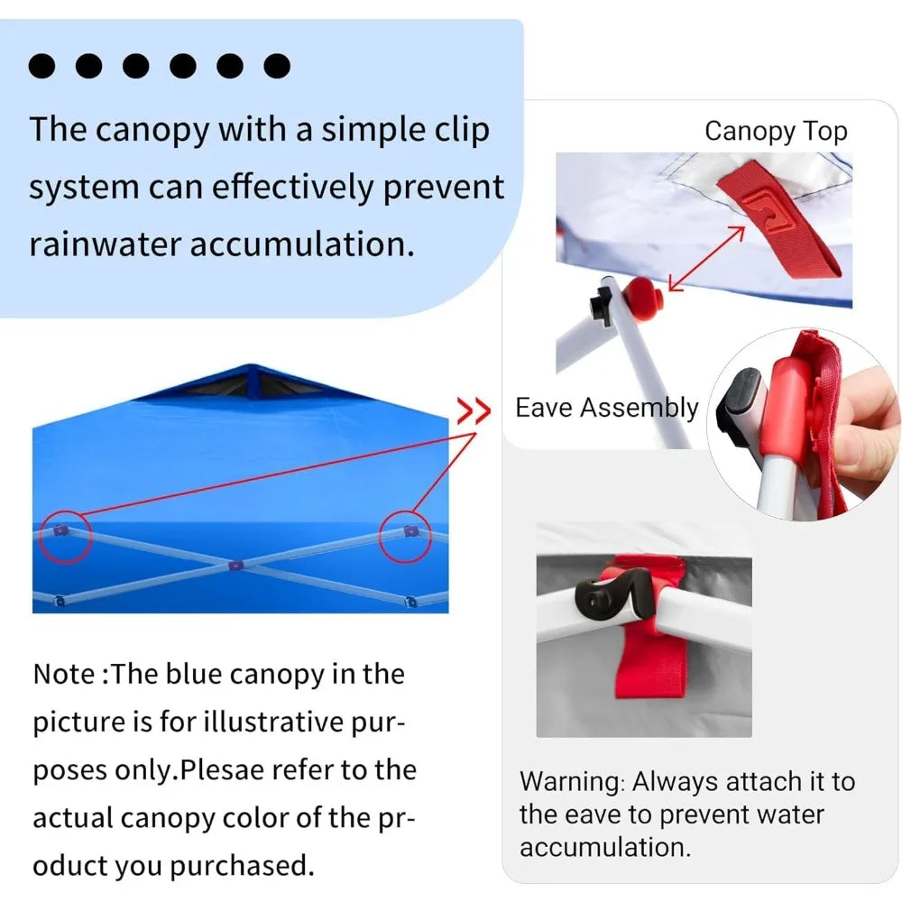 Canopy Tent, Portable Pop Up Outdoor Shelter with Pocket Sidewall, Push Center Lock, UV Protection