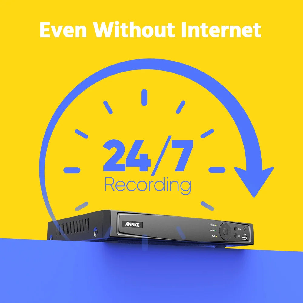 ANNKE 8CH 8MP Ultra HD PoE Network Video Security 4K H.265 Surveillance NVR 4x8MP HD IP67 POE CCTV
