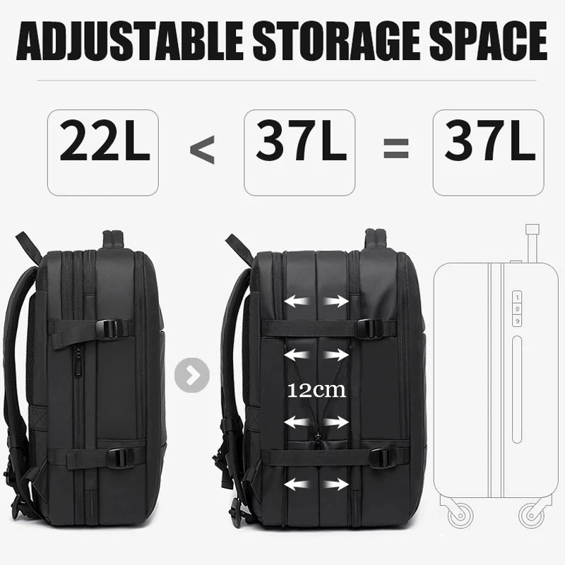 BANGE Travel Business Backpack School Expandable USB Bag Large Capacity 17.3 Laptop Waterproof