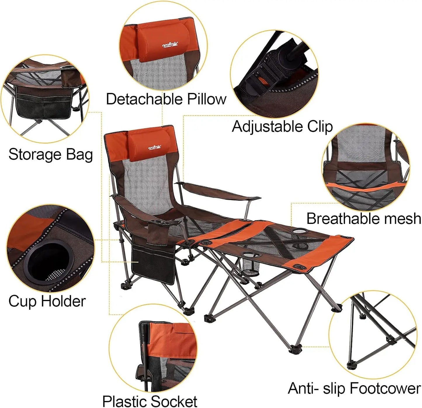 Walker Folding Camp Chairs for Adults 2 in 1 Portable Chairs Lightweight Mesh