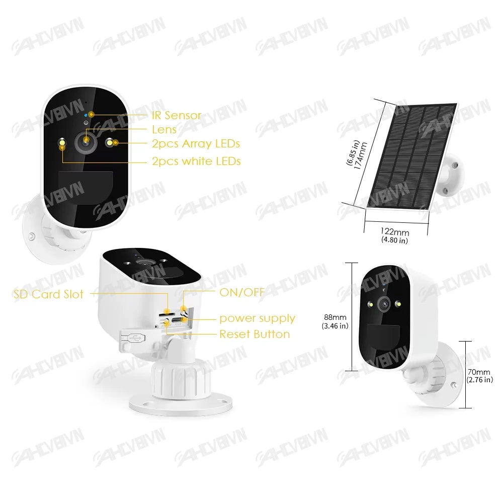 5MP HD Surveillance Solar Camera Wireless WiFi Security Battery Powered IP Camera Rechargeable ICsee