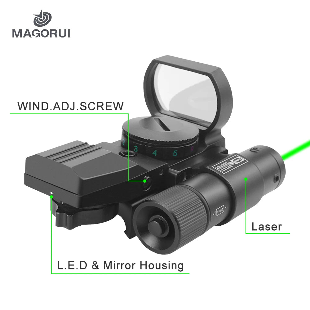 Magorui Green Red Dot Reflex Laser Sight Scope 4 Styles Display Holographic Illuminated 20mm