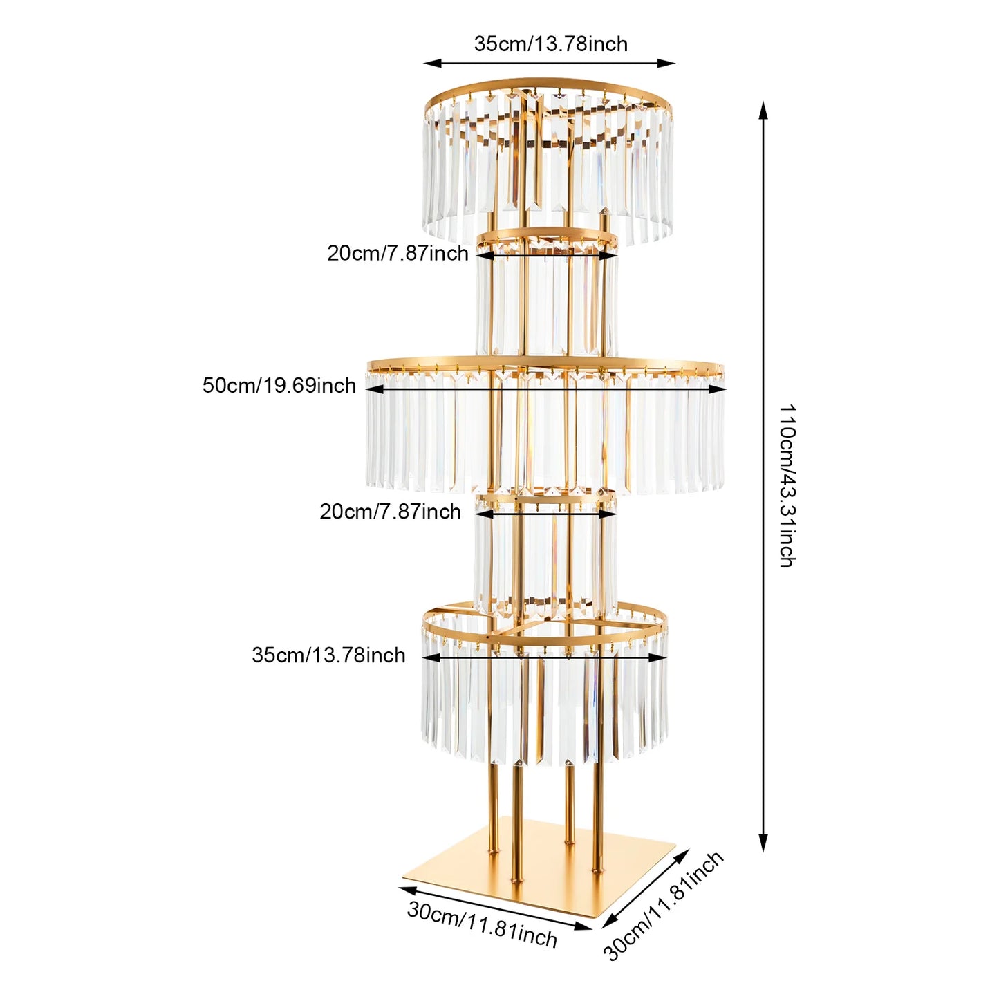 5 Tiers Gold/Silver Wedding Centerpieces Flower Stand Vase Centerpiece Acrylic Flower Stand