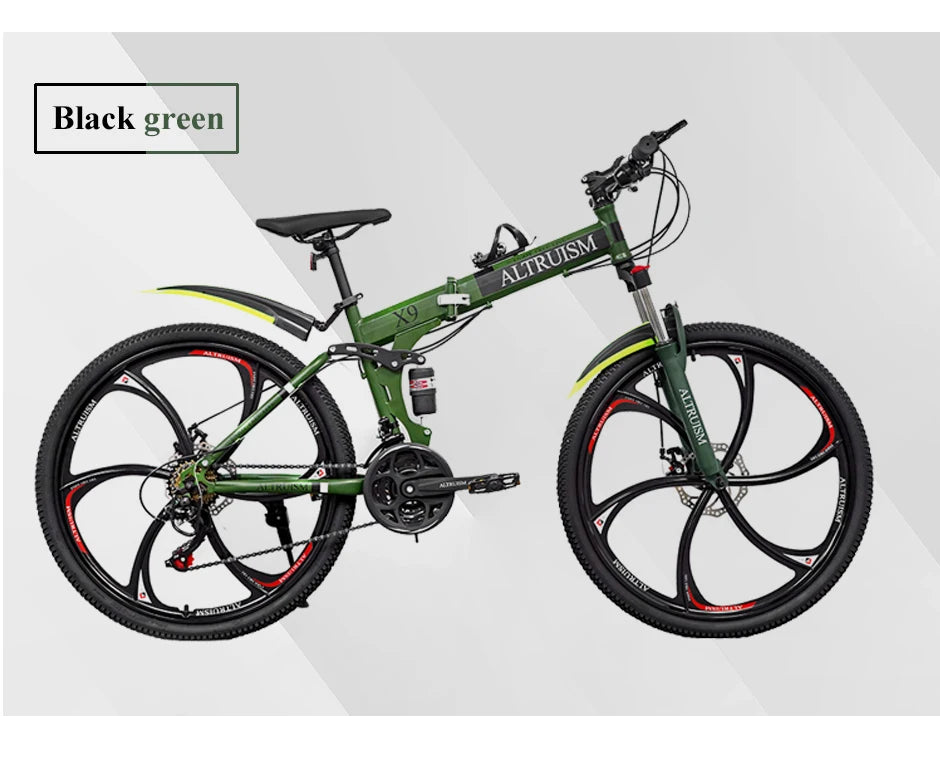 26 Inch Mountain Bike 21 Speed Dual Suspension Adult Bicycle with Adjustable Disc Brake