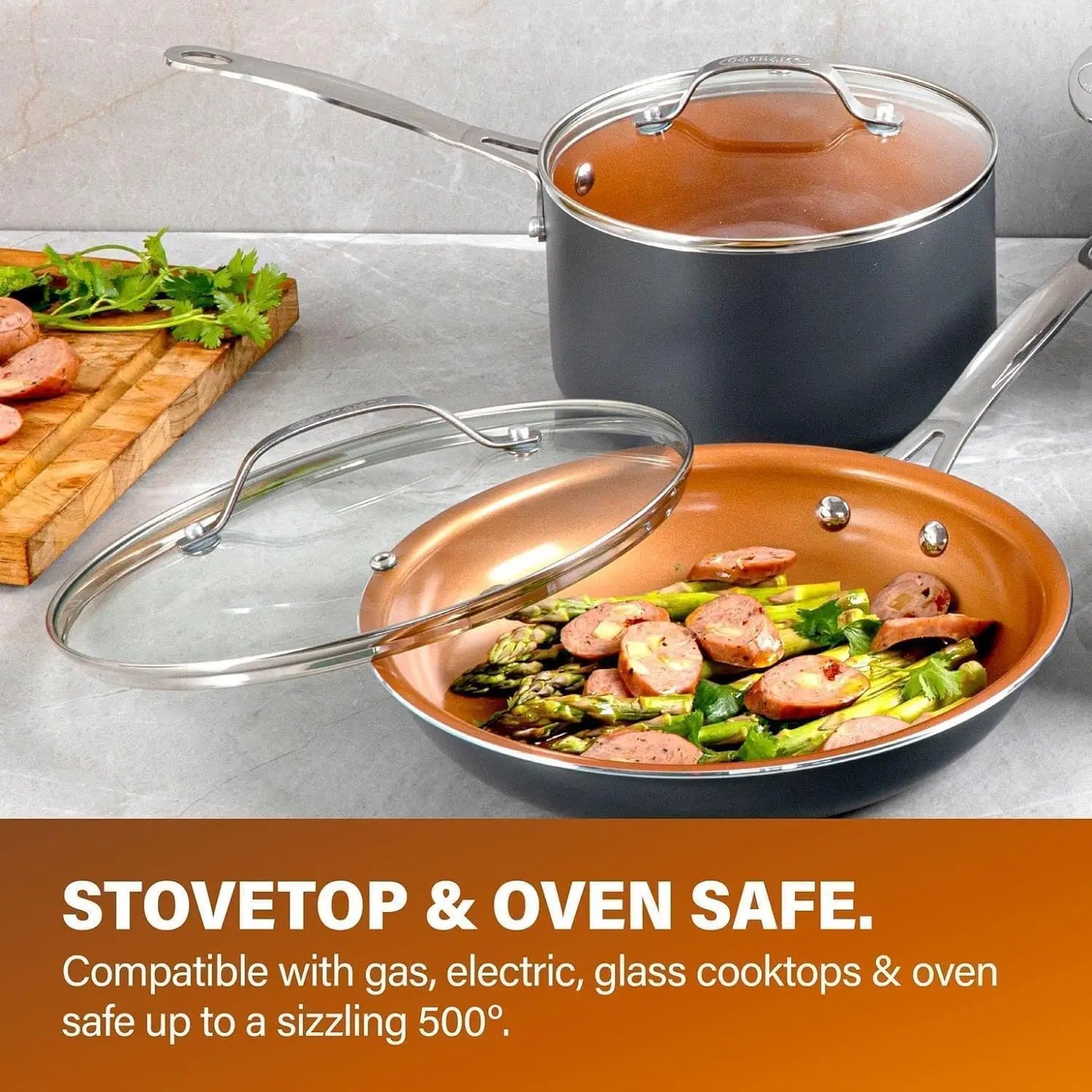 Kitchen Cookware Sets, Ceramic Cookware , Hard Anodized Cookware , Pot , Dishwasher Safe, Copper