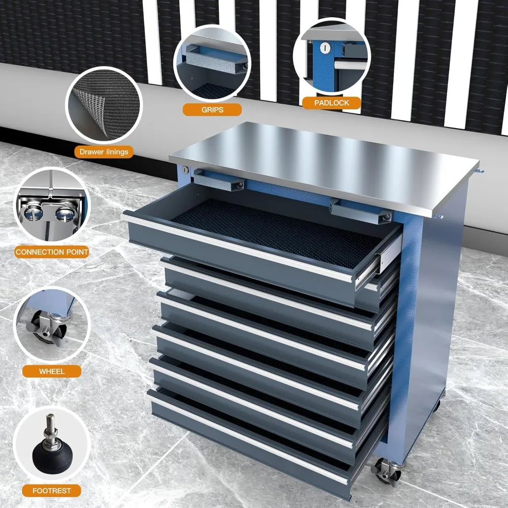 5 Drawer/7 Drawer/8 Drawer Rolling Tool Box (with Connecting Buckle), Combination Tool Box