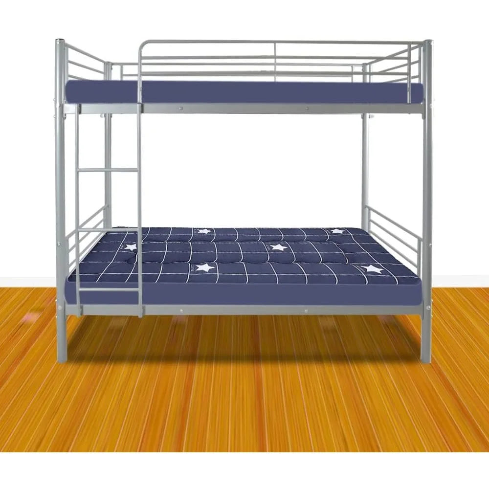 White Bunk Bed Twin Over Twin with 2 Storage Drawers, Metal Bunk Bed with Built-in Ladder