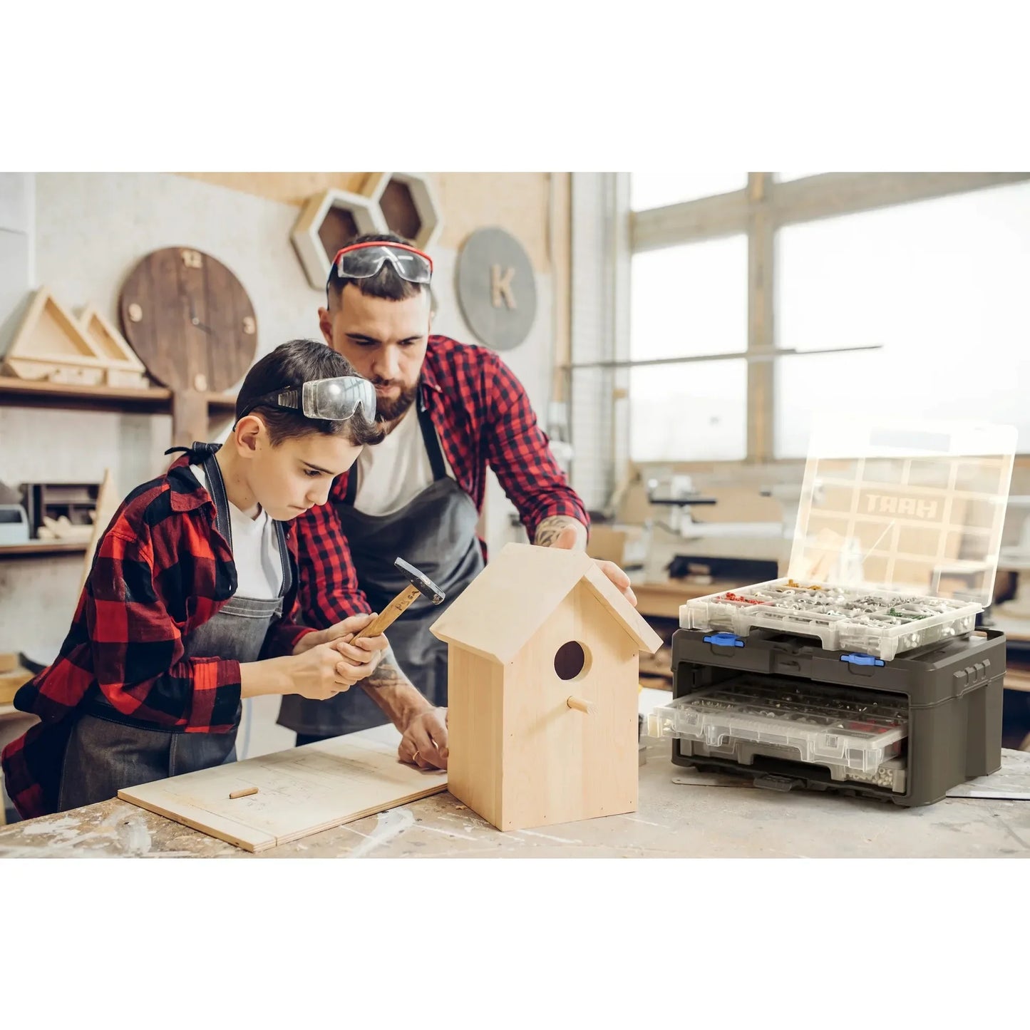 HART 3 parts and tool box organizers, clear plastic containers