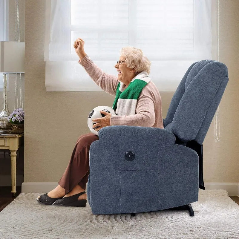 Power Lift Recliner Chair for Elderly, Plush Fabric Electric Recliner w/Heated & Vibration Massage