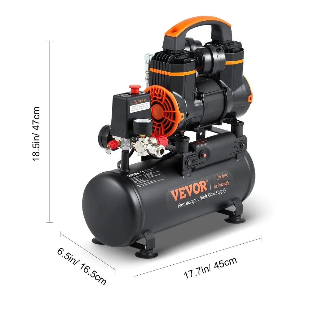 2.1 Gallon Air Compressor,Oil Free Air Compressor Tank & Max. 116PSI Pressure, 70 dB Ultra Quiet