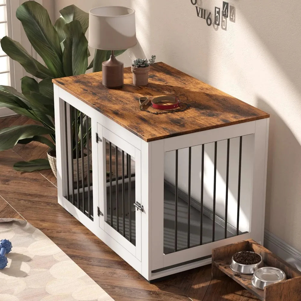 Dog Crate Furniture for Large Dogs Up to 60 lbs. - Kennel w/Wide Table Top & Steel Bars - 37'' Wide