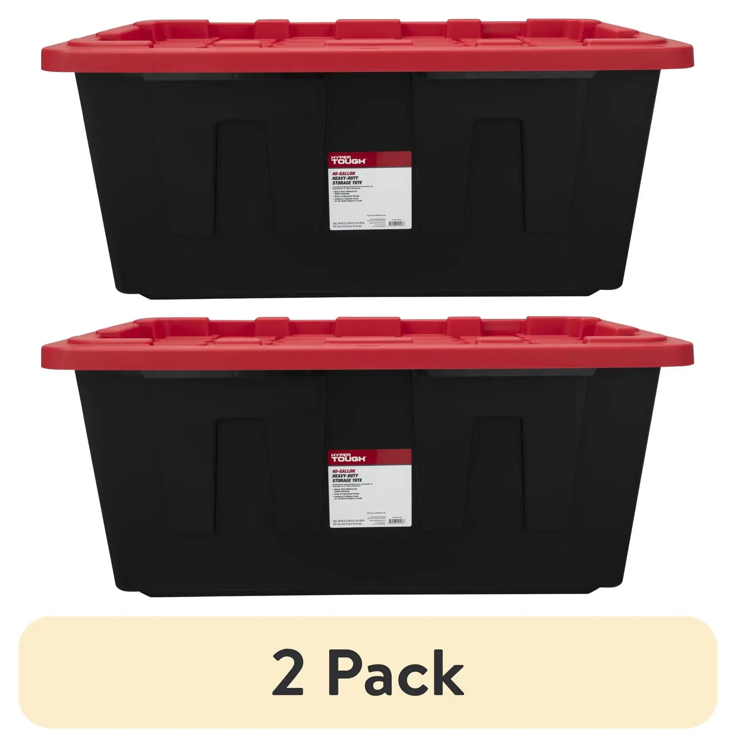 (2 pack) Hyper Tough Extra Large Storage Bin, 40 Gallon Plastic Storage Container with Snap-On Lid