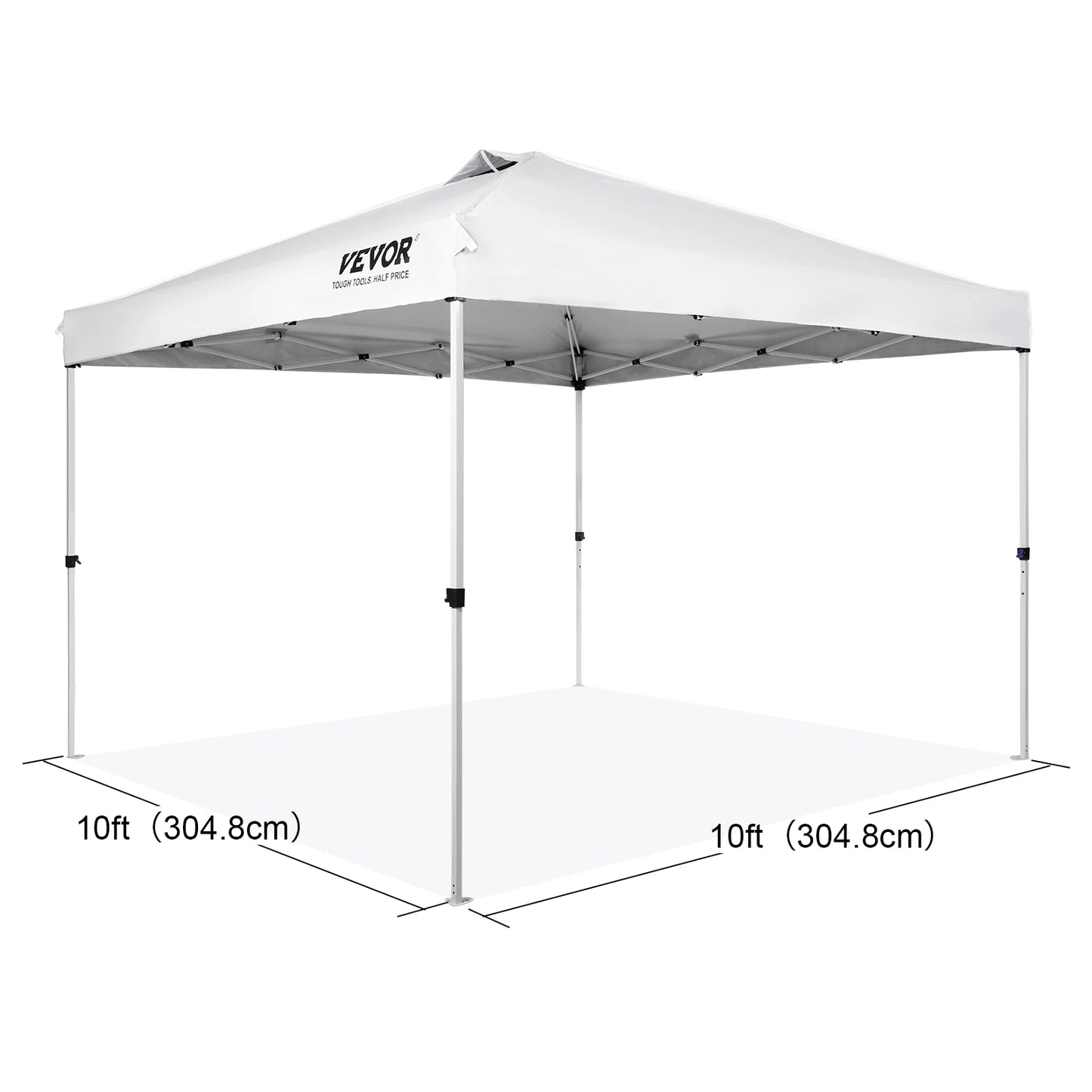 VEVOR Pop Up Canopy Tent 250D PU Silver Coated Tarp w/ Portable Roller Bag & 4 Sandbags Waterproof