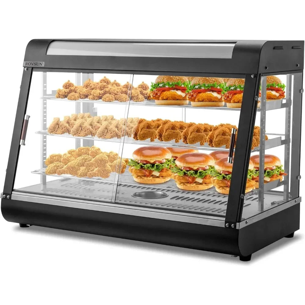 Food Warmer Display W/LED Lighting, 3-Tier Electric Food Warmer Commercial, Adjustable Removable