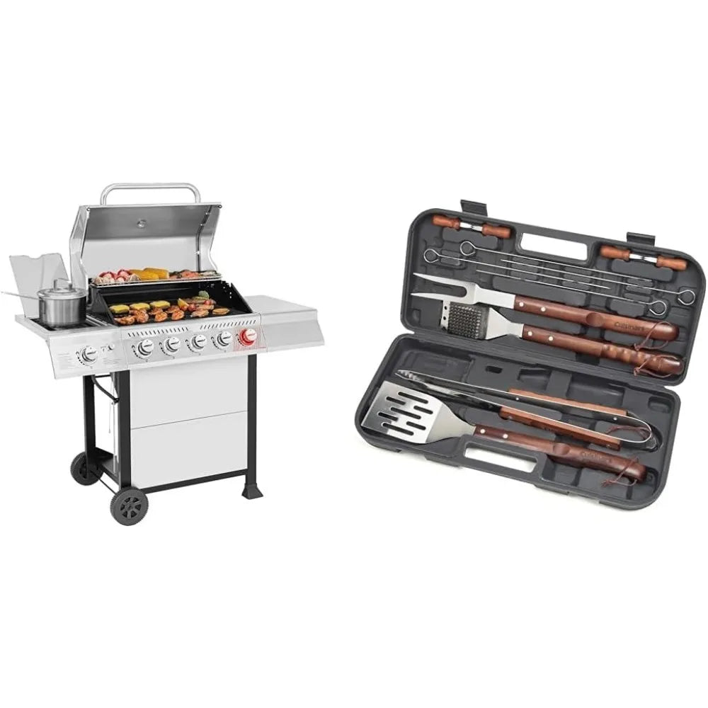 GA5401T 5-Burner Propane Gas Grill with Sear Burner and Side Burner, Stainless Steel/ 632 Sq.In.