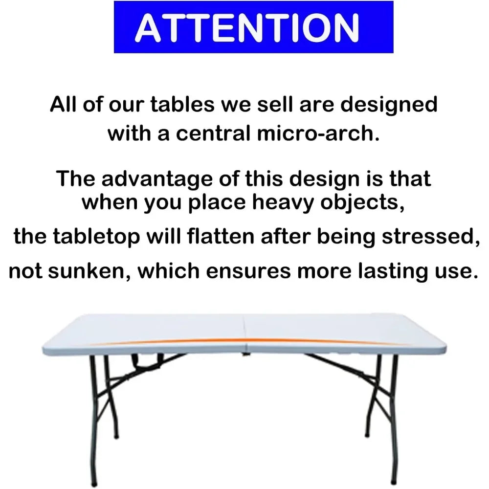 7 Foot Folding Table 78 Inch Plastic Folded With Handle Heavy Duty Portable