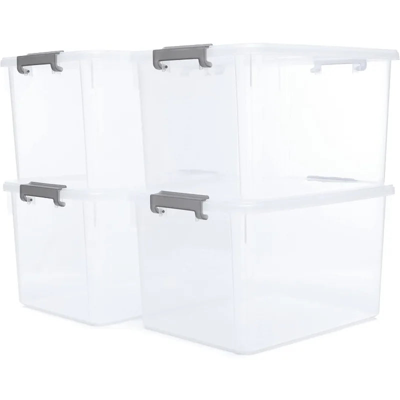 Plastic Storage Bins with Latching Lids Stackable Storage Containers for Organizing Large Clear Box