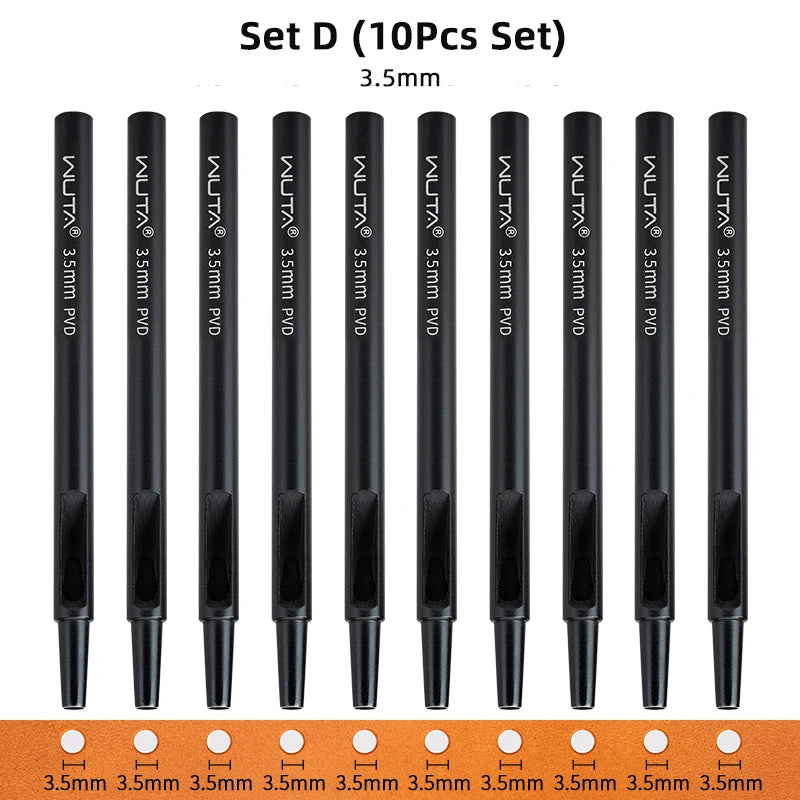 WUTA Plating Titanium Leather Hollow Punching Tool Set Round Hole Puncher DIY Craft for Leather
