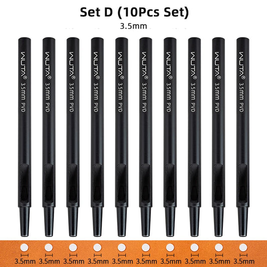 WUTA Plating Titanium Leather Hollow Punching Tool Set Round Hole Puncher DIY Craft for Leather