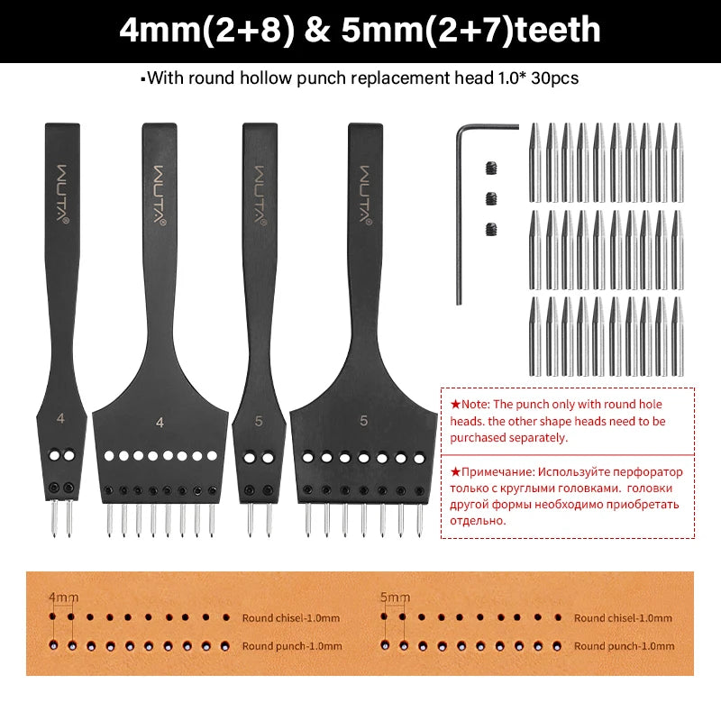 WUTA 3G Leather Punches Head Pricking Iron Removable Diamond Olive Round Hole French Style
