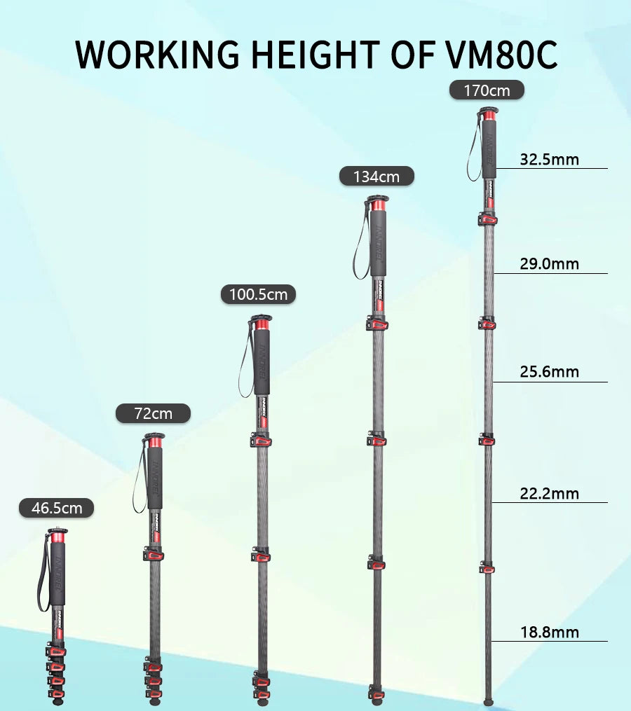 INNOREL VM60C/VM80C Carbon Fiber Monopod w/Fast Flip Lock /Canon Nikon DSLR Camera Video Camcorder