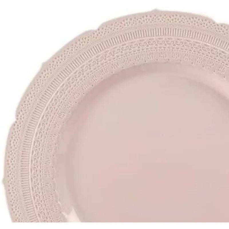 240 Plates Pack,(120 Guests) Extra Heavyweight Vintage Wedding Disposable/Reusable Plastic Plates