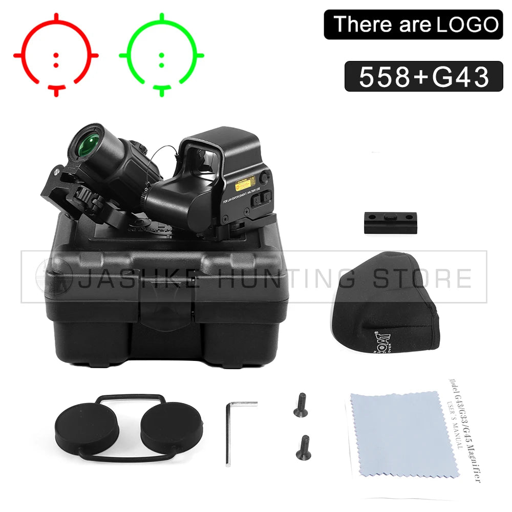 Tactical Airsoft G43 3X Magnifier 558 553 EXPS3 Red Dot Combo Scope Optics QD / 20MM Rail Mount
