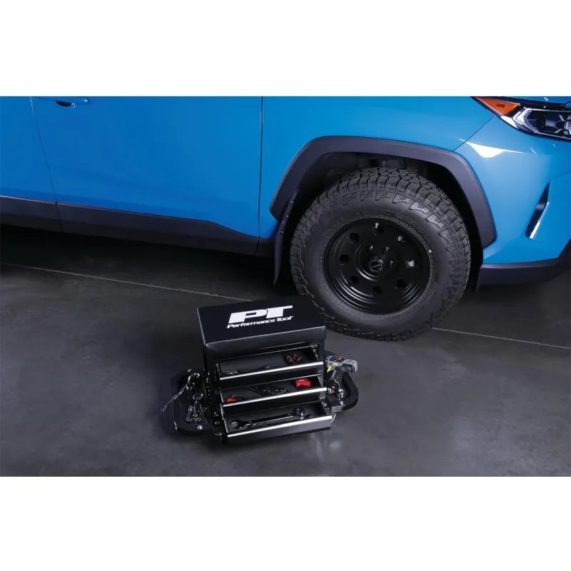 home. W85025 3-Drawer Rolling Tool Chest Seat With Magnetic Side Trays, Black