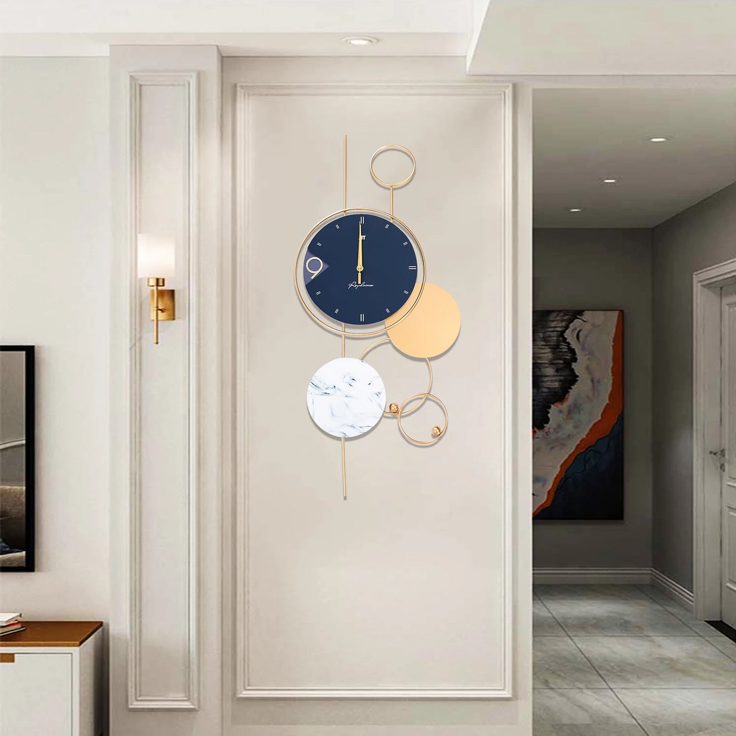 Big Wall Clocks Metal Gold Chic Decorative Wall Clock Beautiful 3D Geometric Wall Decoration