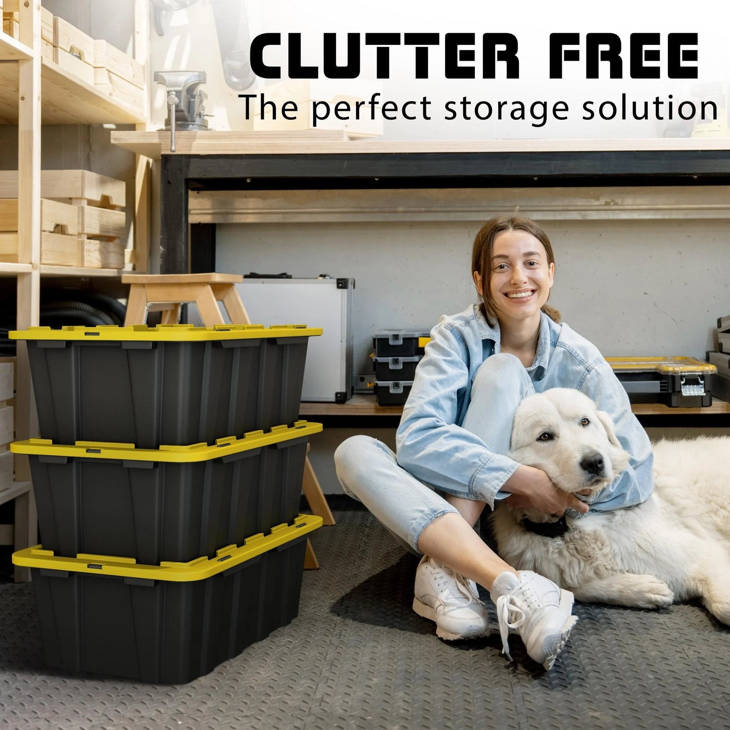 4pcs 17 Gallon Plastic Storage Bin Tote Organizing Container with Ultra Durable Secure Latching Lids