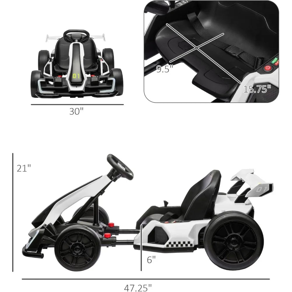 Electric Go Kart with Adjustable Seat, 24V 7.5 Drifting Car Battery Powered Ride on Toy Outdoor