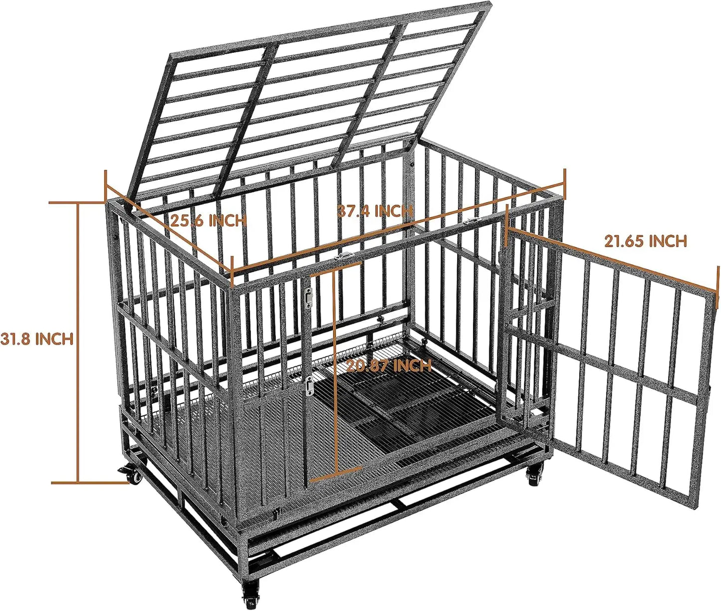 38" Heavy Duty Extra Large Indestructible Dog Crate Kennel Indoor w/Separation Anxiety Lockable